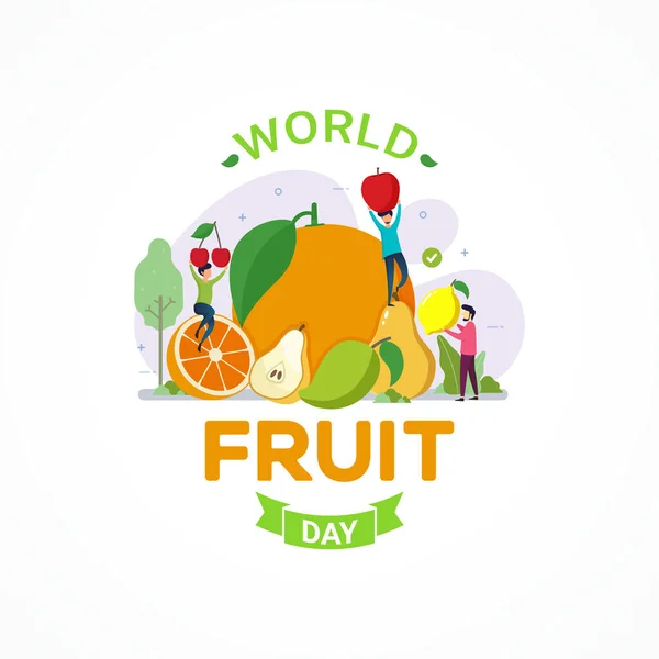 Światowy Dzień Owoców Sztandar Uroczystości Wektor Ilustracja — Wektor stockowy