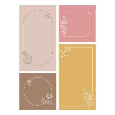 Metin çiçekleri ve yapraklar için kopyalama alanı olan basit modern biçimdeki vektör tasarım şablonları