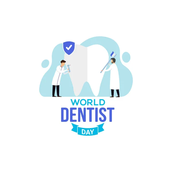 Światowy Dentysta Dzień Kwadratowy Sztandar Wektor Ilustracja — Wektor stockowy