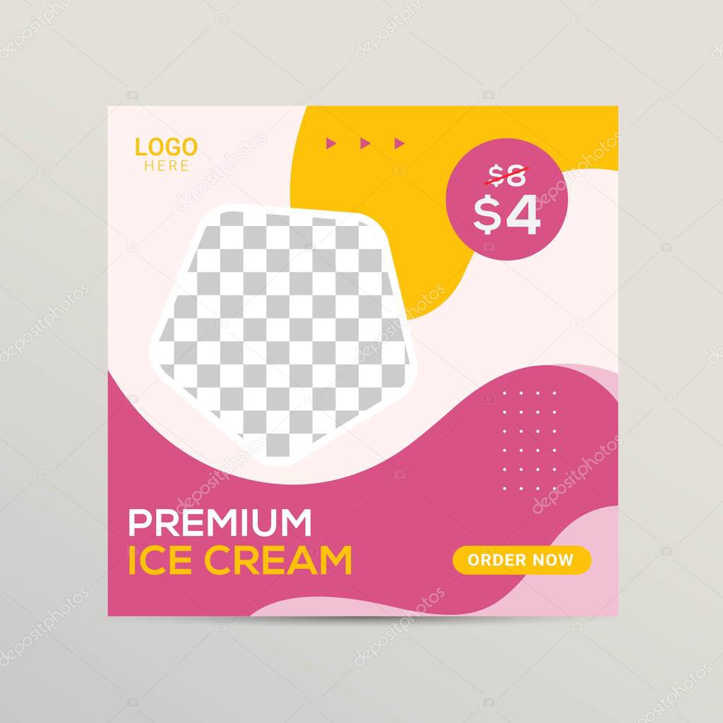 Ice cream social media post template design promotion