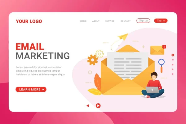 Plantilla Landing Page Concepto Diseño Email Marketing — Vector de stock