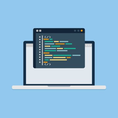 Web geliştirme yazılım programı düz vektör çizimi