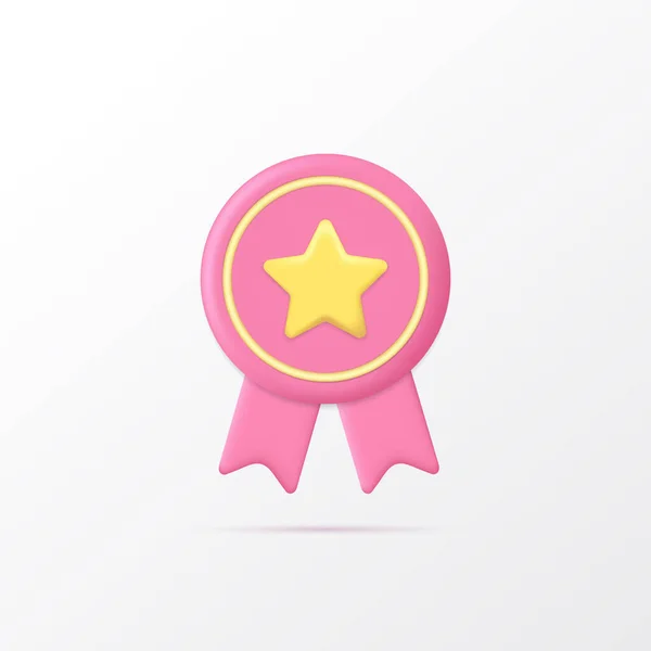 Medalla Del Ganador Con Estrella Cinta Icono Vectores Ilustración — Vector de stock