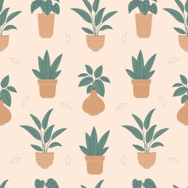 Ev bitkisi kusursuz desenli vektör çizimi