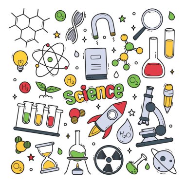 Bilim karalama el çizimi vektör klipsi sanat nesneleri illüstrasyonu