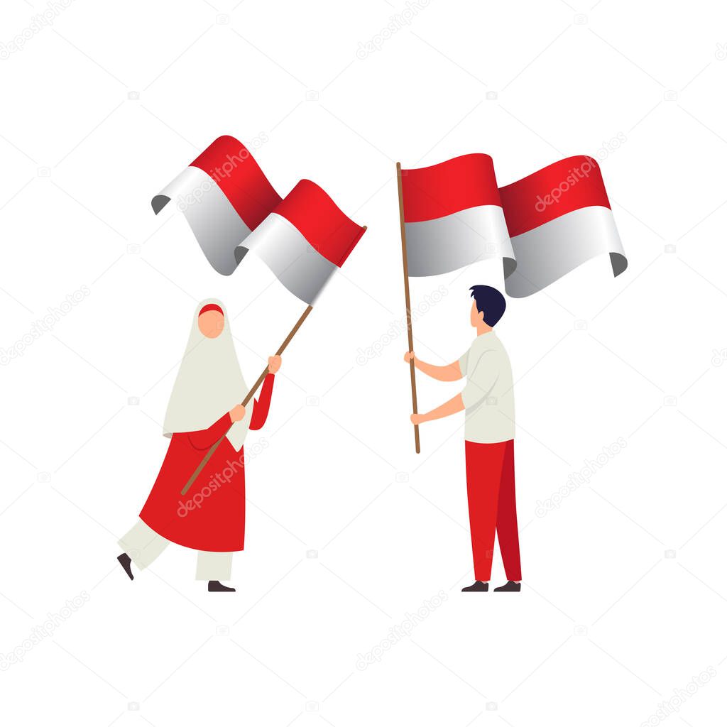 17 August. Happy Indonesia Independence day greeting card. translate from indonesian: happy national day celebration