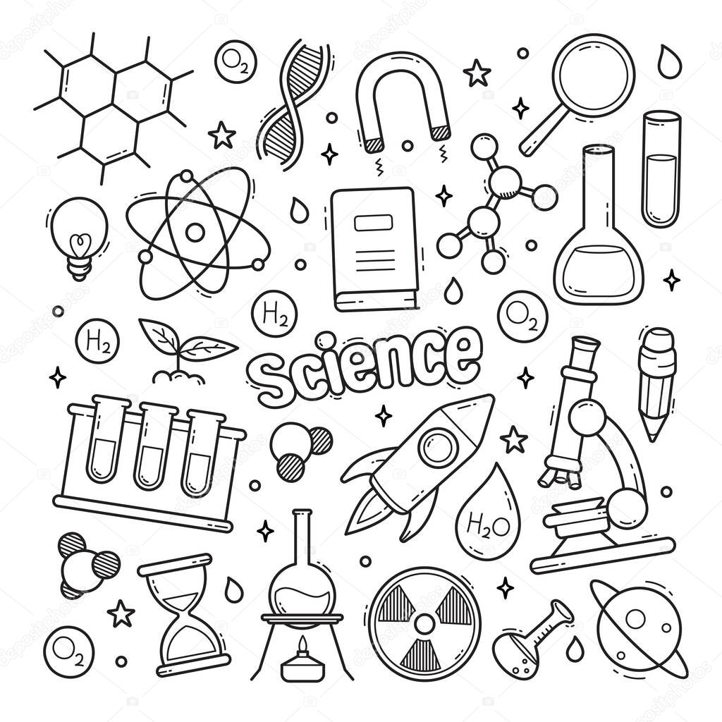 Science doodle hand drawn vector clip art objects illustration
