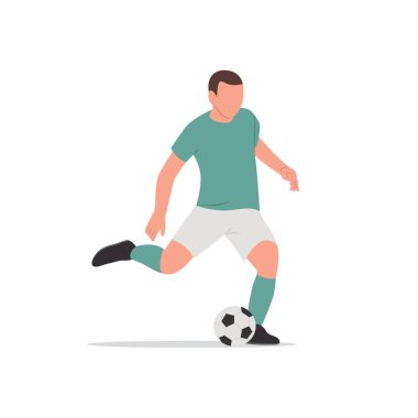 Soccer player quick shooting a ball vector illustration