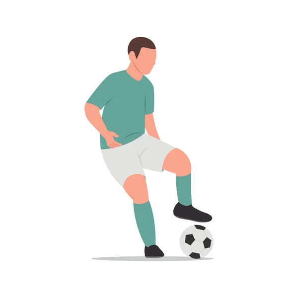Fußballer Dribbelt Schnell Einen Ballvektor — Stockvektor