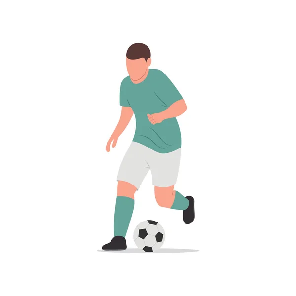 Jugador Fútbol Rápido Driblando Una Ilustración Vector Bola — Vector de stock