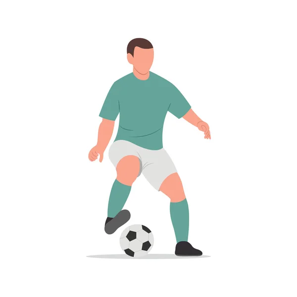 Fußballer Dribbelt Schnell Einen Ballvektor — Stockvektor