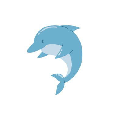 Funny dolphins jump and swim vector illustration
