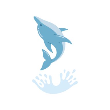 Funny dolphins jump and swim vector illustration