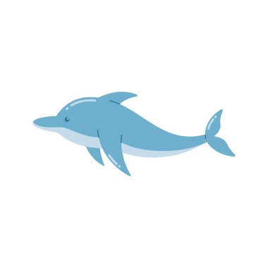 Funny dolphins jump and swim vector illustration