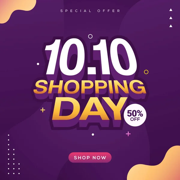 Dia Compras Line Venda Banner Promoção Desconto —  Vetores de Stock