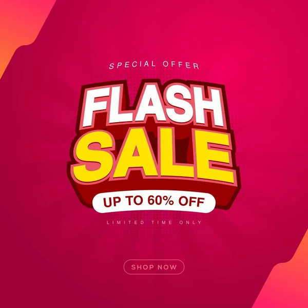 Flash Verkoop Banner Korting Promotie Sjabloon — Stockvector