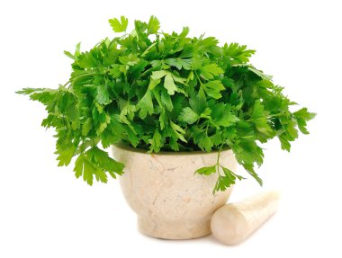 Marble Mortar and parsley clipart