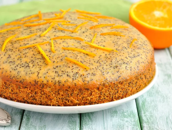 Orange cake with poppy seeds — Stock Photo, Image