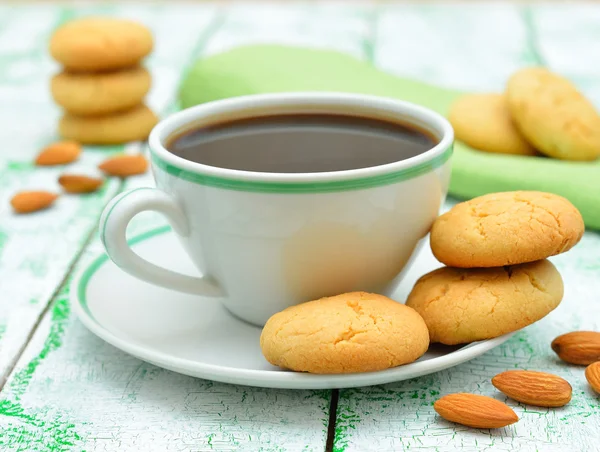 Café e biscoitos de amêndoa — Fotografia de Stock