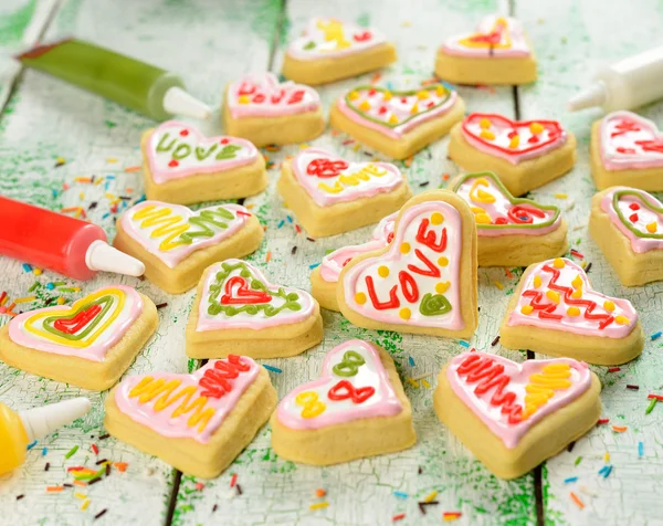 Biscotti a forma di cuore — Foto Stock