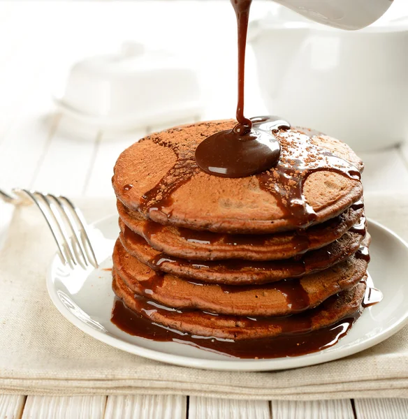 Chocolate pancakes — Stock Photo, Image