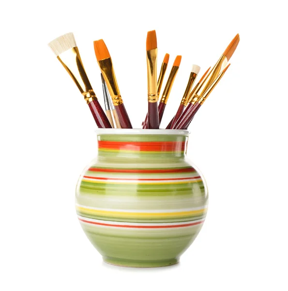 Vase with brushes — Stock Photo, Image