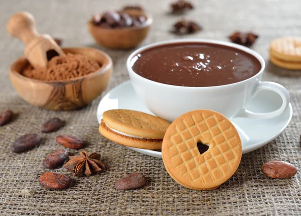 Galletas y chocolate caliente — Foto de Stock