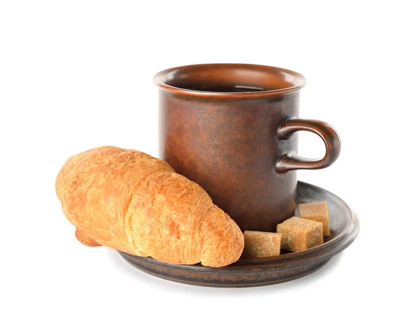 Croissant och kopp kaffe — Stockfoto