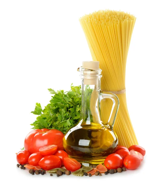 Tomates, pasta y aceite de oliva — Foto de Stock