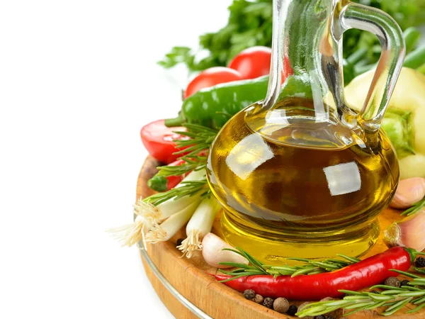 Olio d'oliva, ortaggi e spezie — Foto Stock