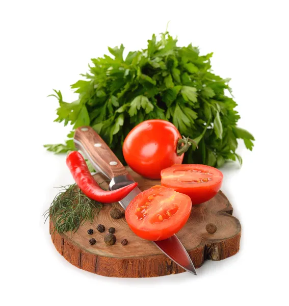 Tomatoes on the board — Stock Photo, Image
