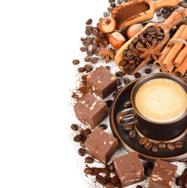 Café e chocolate fudge — Fotografia de Stock