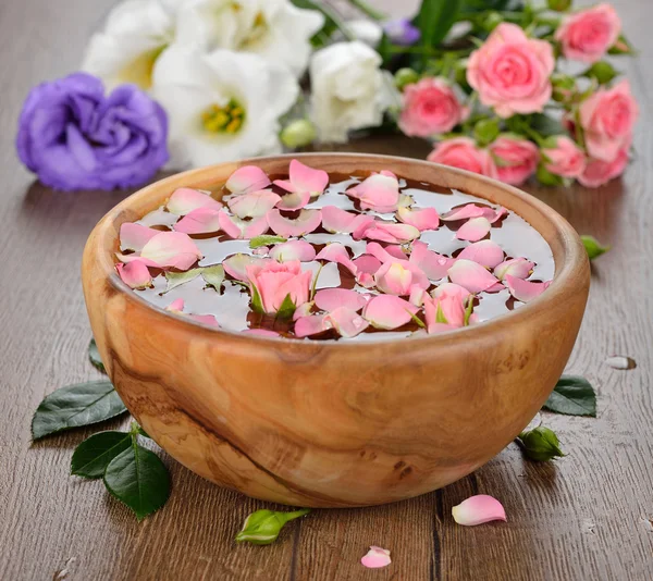 Water and rose petals — Stock Photo, Image