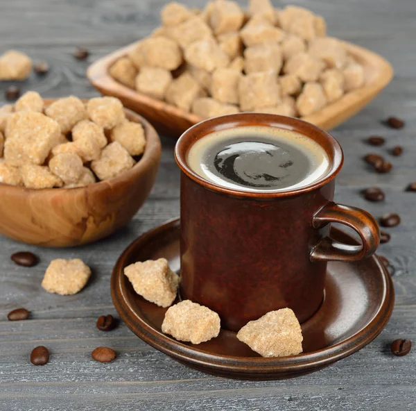 Coffee and brown sugar — Stock Photo, Image