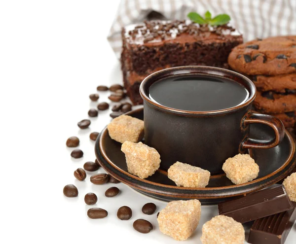 Kawa i brązowy cukier — Zdjęcie stockowe