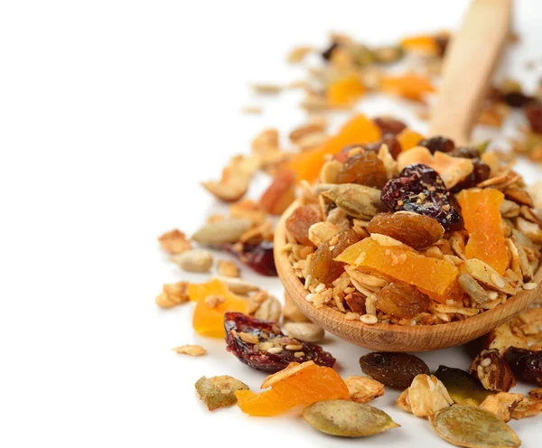 Granola com frutas e nozes — Fotografia de Stock