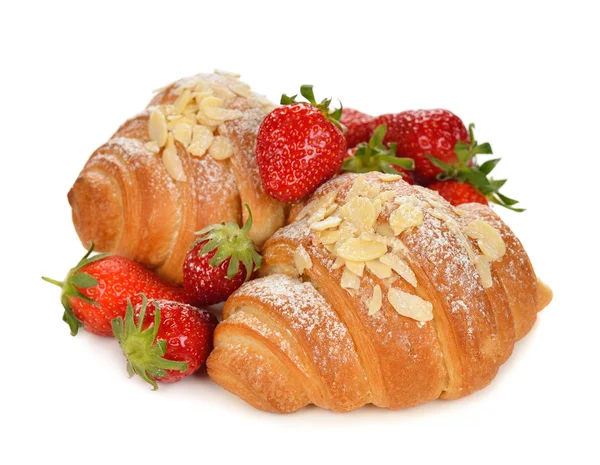 Croissant with strawberry — Stock Photo, Image