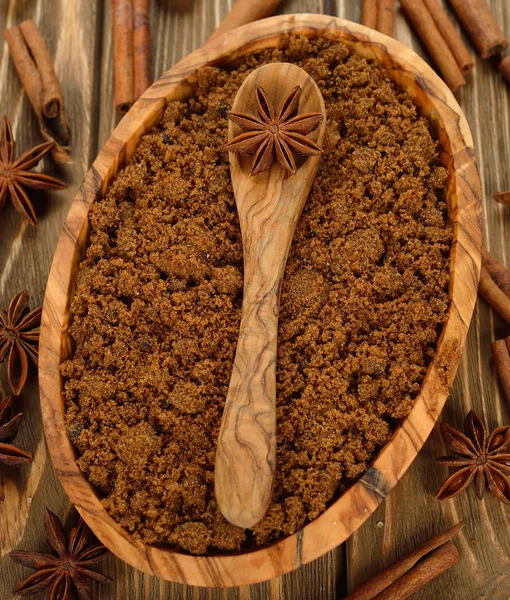 Brown sugar, anise and cinnamon — Stock Photo, Image