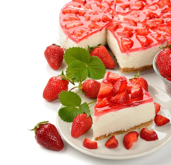 草莓芝士蛋糕 — 图库照片