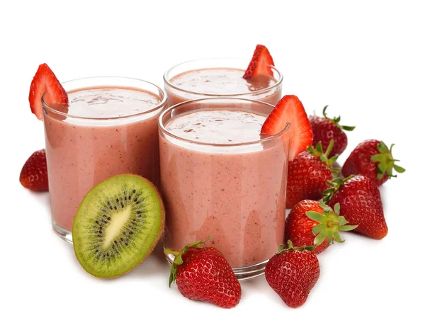 Smoothies of kiwi and strawberry — Stock Photo, Image