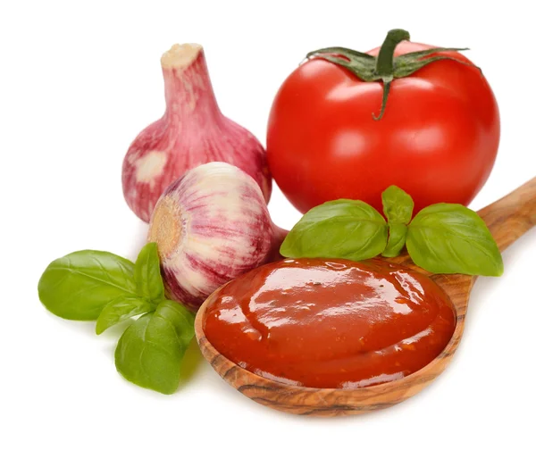Salsa de tomate con albahaca — Foto de Stock