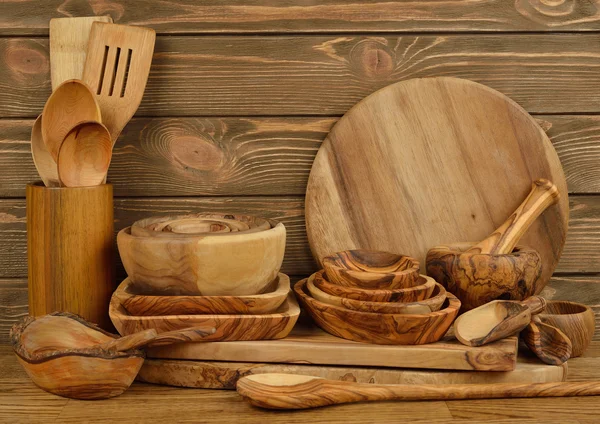 様々 な木製食器 — ストック写真