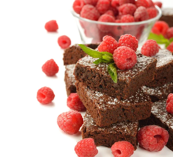 Brownies al cioccolato con lamponi — Foto Stock