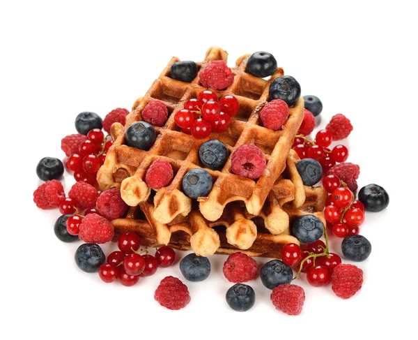 Liege waffles with berries — Stock Photo, Image