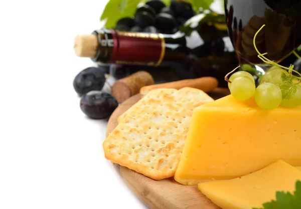 葡萄酒、 葡萄和奶酪 — 图库照片