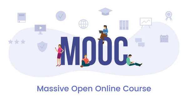 Mooc Masivní Otevřený Online Kurz Koncept Velkým Slovem Nebo Textem — Stockový vektor