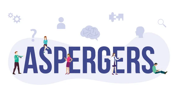 Aspergers Concept Santé Maladie Avec Grand Mot Texte Les Gens — Image vectorielle