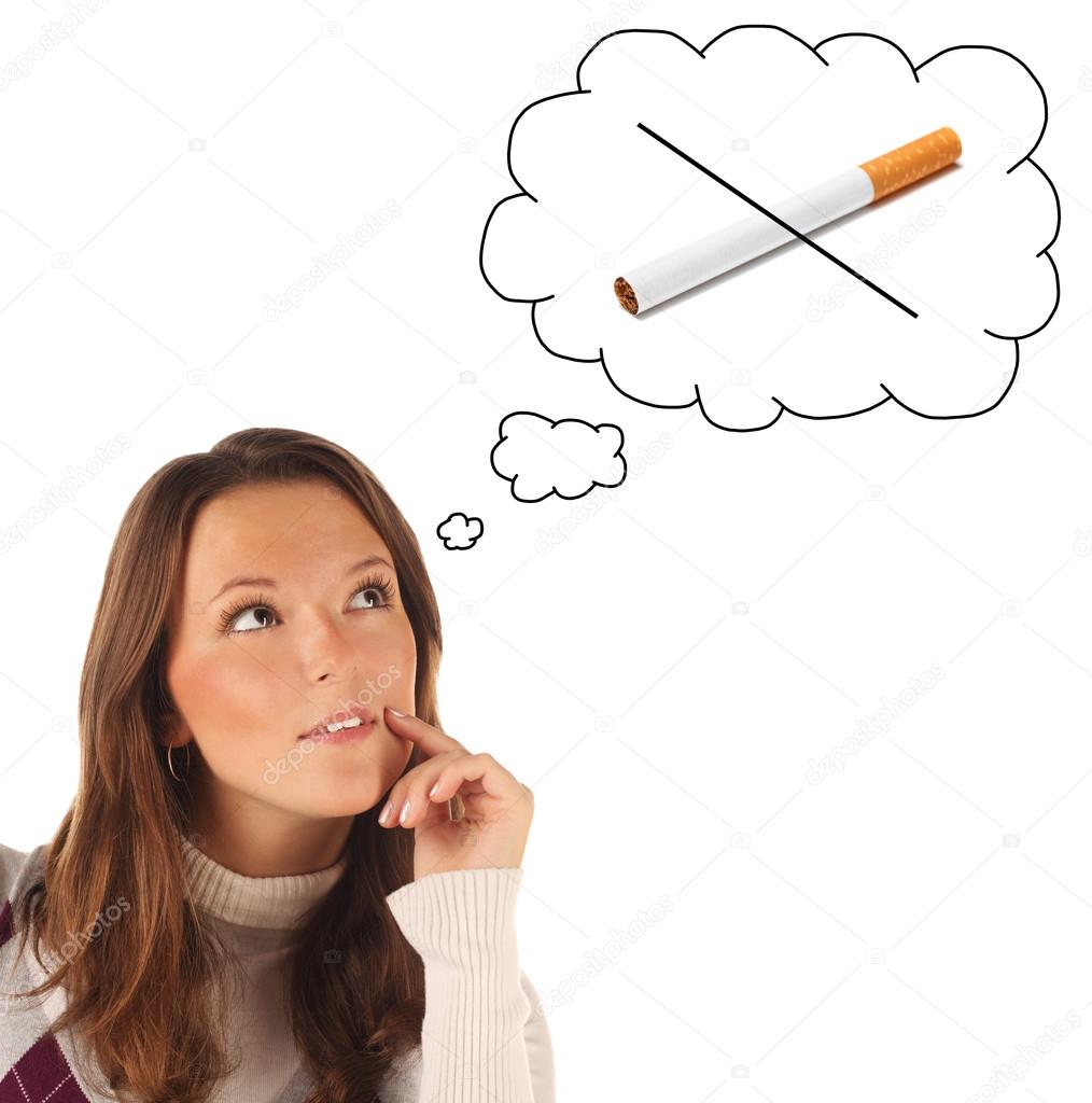 Girl dreaming to quit smoking