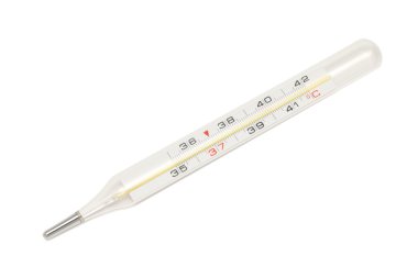 Tıbbi termometre (izole üzerinde Üstten Görünüm)