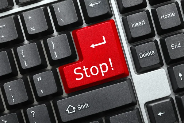 Conceptual keyboard - Stop (red key) — Stock Photo, Image